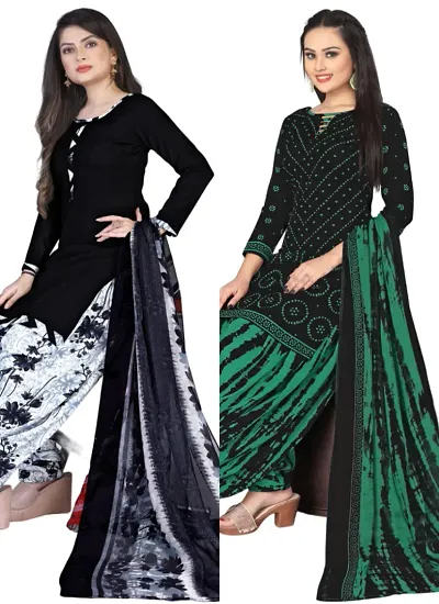 Stylish Crepe Digital Printed Unstitched Suits - pack of 2