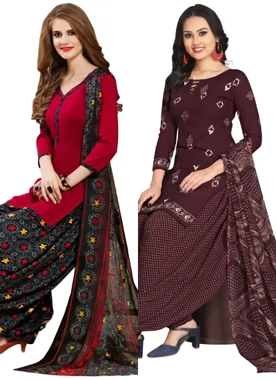 Crepe Dress Material with Dupatta For Women (Combo pack of 2)