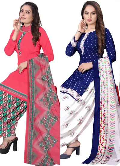 Crepe Dress Material with Dupatta For Women (Combo pack of 2)