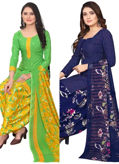 Stylish Crepe Digital Printed Unstitched Suits - pack of 2