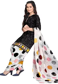 Black  Navy Blue Crepe Printed Dress Material with Dupatta For Women (Combo pack of 2)-thumb1
