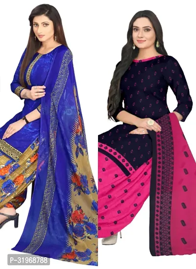 Beautiful Cotton Blend Unstitched Dress Material with Dupatta (Pack of 2)-thumb0