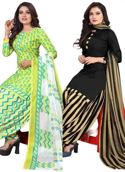 Crepe Dress Material with Dupatta For Women (Combo pack of 2)