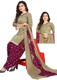 Brown  Multicolor Crepe Printed Dress Material with Dupatta For Women (Combo pack of 2)-thumb2