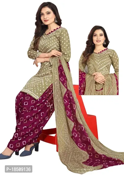 Brown  Multicolor Crepe Printed Dress Material with Dupatta For Women (Combo pack of 2)-thumb3