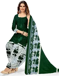 Elegant Green Crepe Ethnic Print Dress Material with Dupatta For Women-thumb1