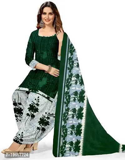 Elegant Green Crepe Ethnic Print Dress Material with Dupatta For Women-thumb2