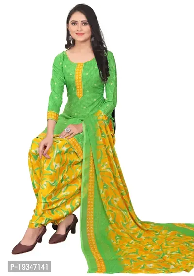 Blue  Green Crepe Printed Dress Material with Dupatta For Women (Combo pack of 2)-thumb3