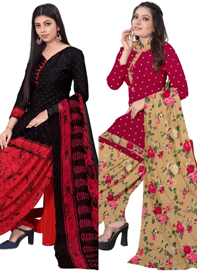 Crepe Dress Material with Dupatta For Women (Combo pack of 2)