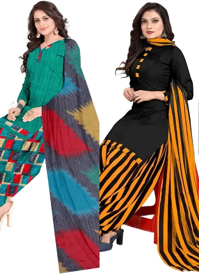 Crepe Dress Material with Dupatta For Women (Combo pack of 2)