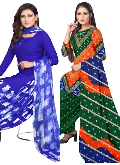 Crepe Dress Material with Dupatta For Women (Combo pack of 2)