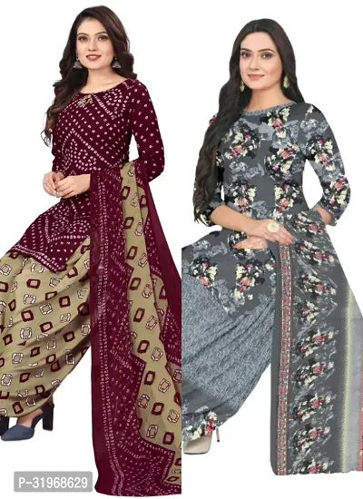 Stylish Cotton Blend Dress Material with Dupatta for Women Pack of 2-thumb0