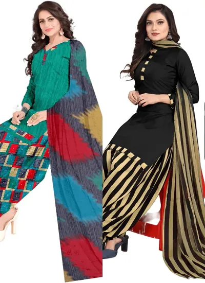 Crepe Dress Material with Dupatta For Women (Combo pack of 2)