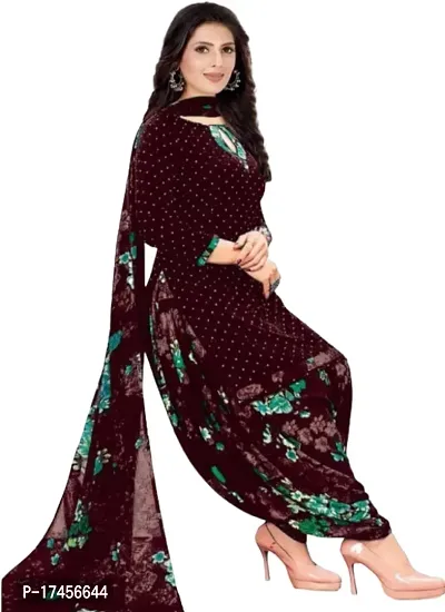 Elegant Brown Rayon Ethnic Print Dress Material with Dupatta For Women-thumb0