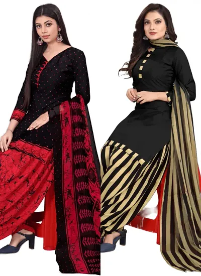 Crepe Dress Material with Dupatta For Women (Combo pack of 2)