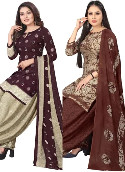 Crepe Dress Material with Dupatta For Women (Combo pack of 2)