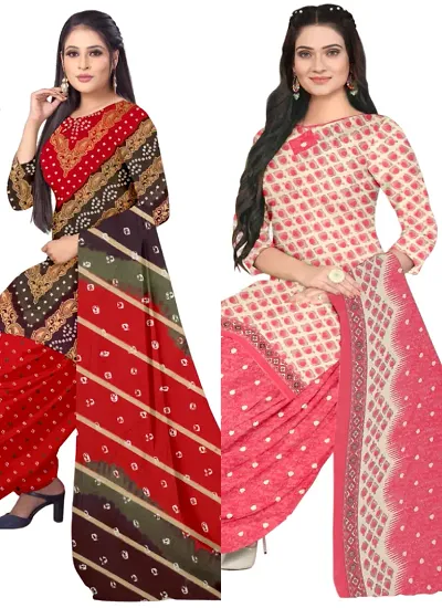 Crepe Dress Material with Dupatta For Women (Combo pack of 2)