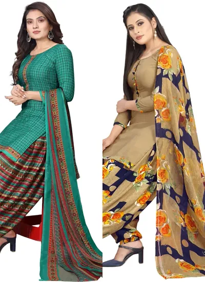 Crepe Dress Material with Dupatta For Women (Combo pack of 2)