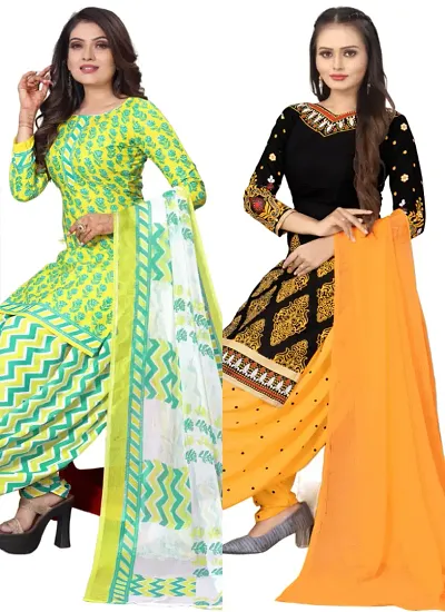 Stylish Crepe Digital Printed Unstitched Suits - pack of 2