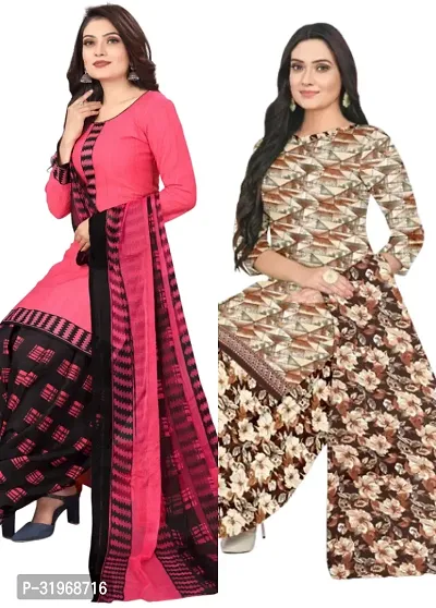 Stylish Cotton Blend Dress Material with Dupatta for Women Pack of 2