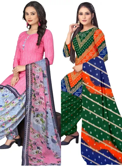 Crepe Dress Material with Dupatta For Women (Combo pack of 2)