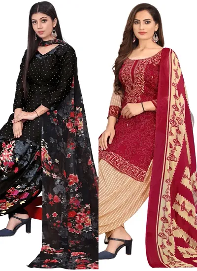 Crepe Dress Material with Dupatta For Women (Combo pack of 2)