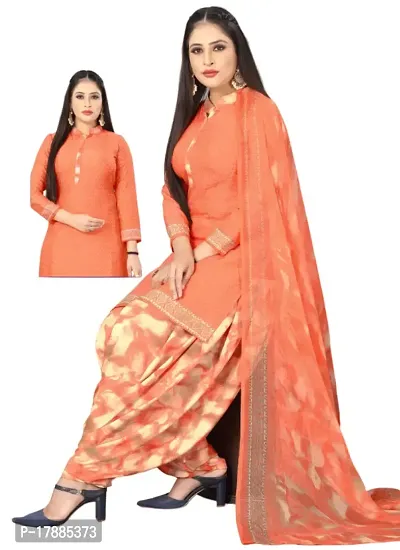 Maroon  Orange Crepe Printed Dress Material with Dupatta For Women (Combo pack of 2)-thumb3