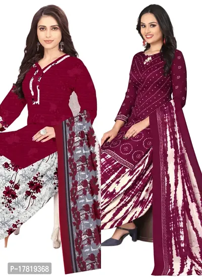 Elegant Multicoloured Crepe Digital Printed Dress Material with Dupatta For Women