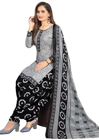 Yellow  Grey Crepe Printed Dress Material with Dupatta For Women (Combo pack of 2)-thumb2