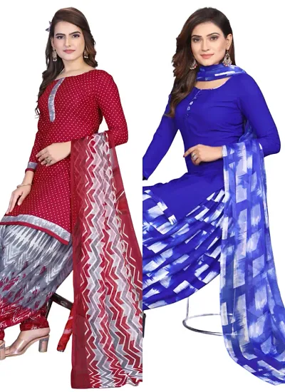 Stylish Crepe Digital Printed Unstitched Suits - pack of 2