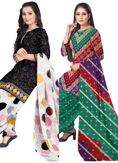 Stylish Crepe Digital Printed Unstitched Suits - pack of 2