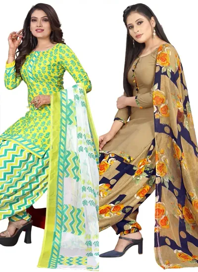 Crepe Dress Material with Dupatta For Women (Combo pack of 2)