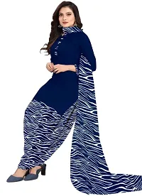 Beige  Navy Blue Crepe Printed Dress Material with Dupatta For Women (Combo pack of 2)-thumb2