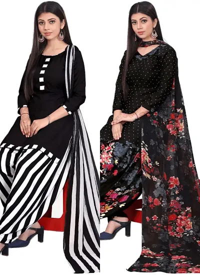 Crepe Dress Material with Dupatta For Women (Combo pack of 2)