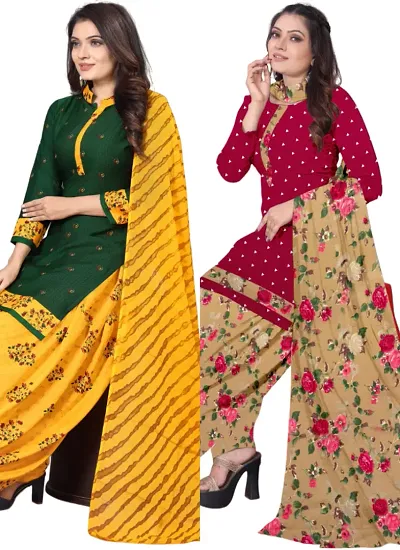 Crepe Dress Material with Dupatta For Women (Combo pack of 2)