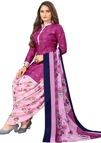 Elegant Pink Crepe Printed Dress Material with Dupatta For Women-thumb1