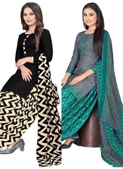 Crepe Dress Material with Dupatta For Women (Combo pack of 2)