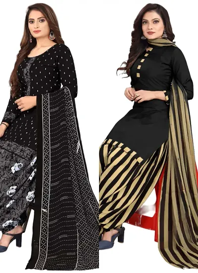 Crepe Dress Material with Dupatta For Women (Combo pack of 2)