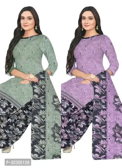 Elegant Cotton Printed Dress Material with Dupatta For Women - Pack of 2-thumb0