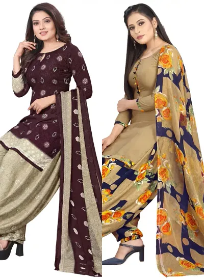 Crepe Dress Material with Dupatta For Women (Combo pack of 2)