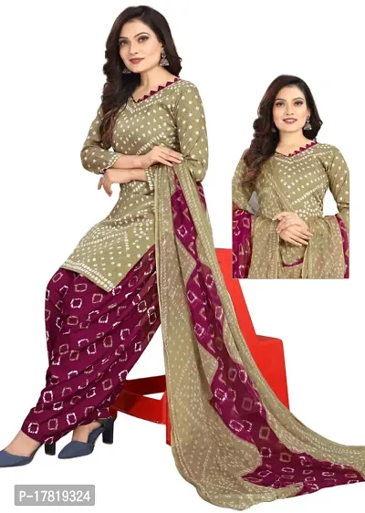 Elegant Multicoloured Crepe Digital Printed Dress Material with Dupatta For Women-thumb3