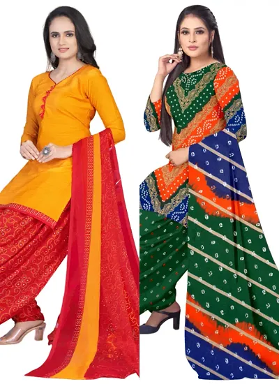 Crepe Dress Material with Dupatta For Women (Combo pack of 2)