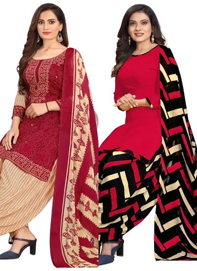 Crepe Dress Material with Dupatta For Women (Combo pack of 2)