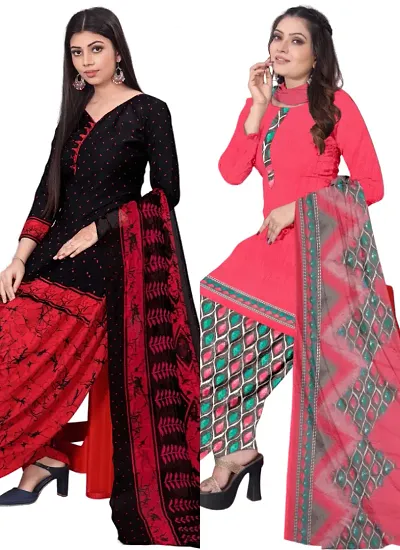 Crepe Dress Material with Dupatta For Women (Combo pack of 2)