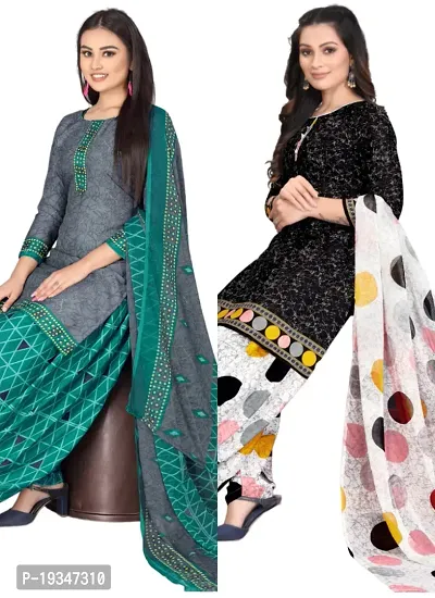 Buy S SALWAR STUDIO Women's Pack of 2 Synthetic Printed Unstitched Dress  Material Combo-SOM-0066602 at Amazon.in