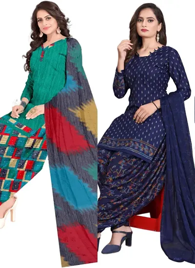 Crepe Dress Material with Dupatta For Women (Combo pack of 2)