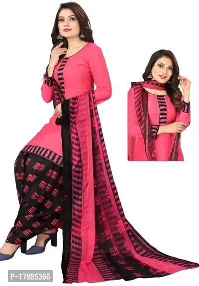 Maroon  Pink Crepe Printed Dress Material with Dupatta For Women (Combo pack of 2)-thumb3