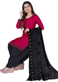 Pink  Pink Crepe Printed Dress Material with Dupatta For Women (Combo pack of 2)-thumb1