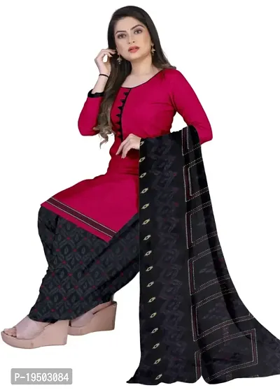 Pink  Pink Crepe Printed Dress Material with Dupatta For Women (Combo pack of 2)-thumb2