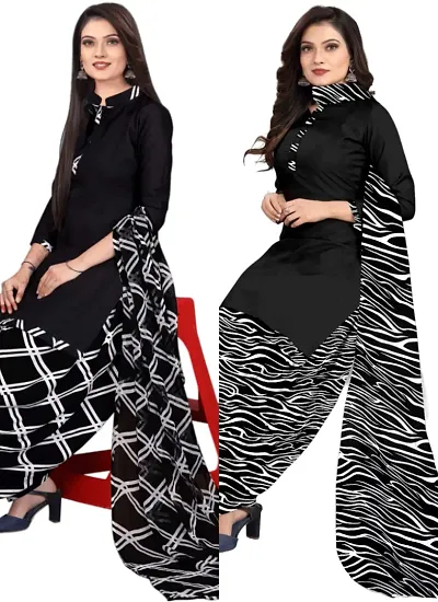 Stylish Crepe Digital Printed Unstitched Suits - pack of 2